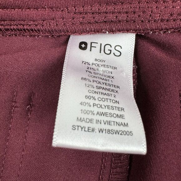 Figs Zamora Jogger Scrub Pants Size XS Burgundy Red W18SW2005 - Picture 10 of 15